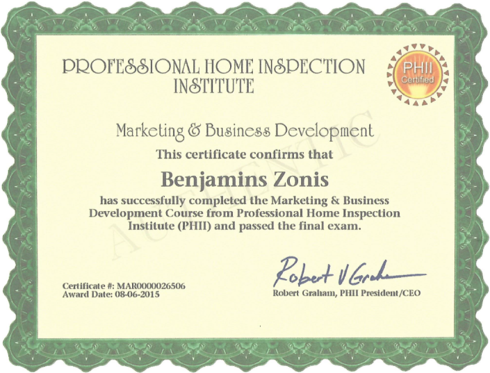 professional home inspection certification