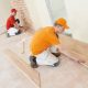 parquet workers at flooring work